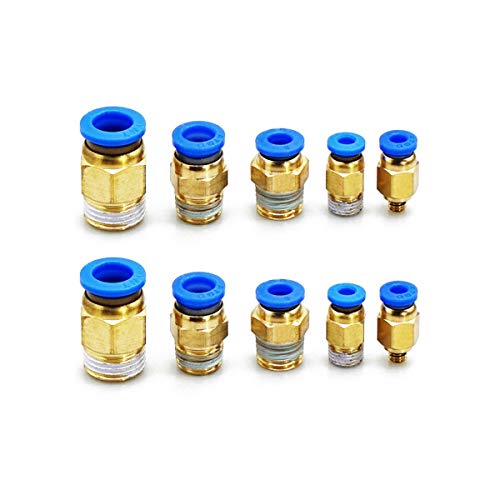 10Pcs Male Stud Push in Fit Pneumatic Fittings for Air Water Hose Tube 6mm Push Fit & 1/8