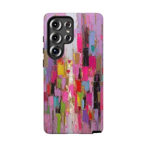 Coque Samsung S25 Ultra brillante aux éclats dorés et blocs colorés