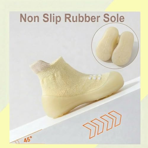 Image of Hstyle Baby Sock Shoes Toddler Boys Walking Shoes Infant Slippers Sneakers | Non-Slip,Soft Rubber Sole,Lightweight,1st Birthday Gifts for Baby Boys Girls