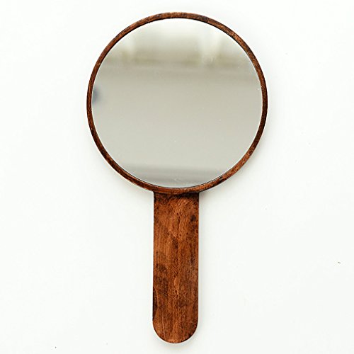 Espejo Maquillaje Retro de Madera Portátil HD