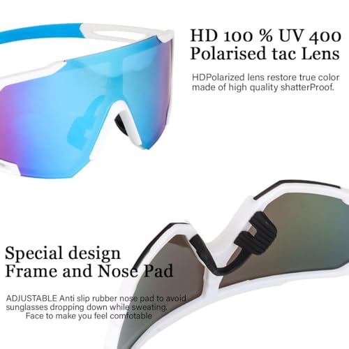 Image of Sports Sunglasses for Men & Women | UV400 Protective Shield Lens | Lightweight Cycling Glasses for Running, Cricket, Bike Riding, Driving, Baseball, Fishing & Outdoor Sports