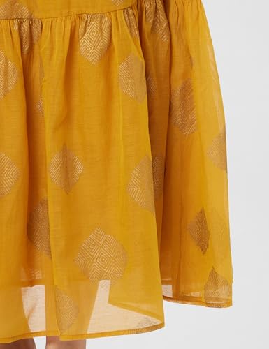 Image of BIBA Women Casual Dress Maxi Cotton Blend Tiered Printed Dress