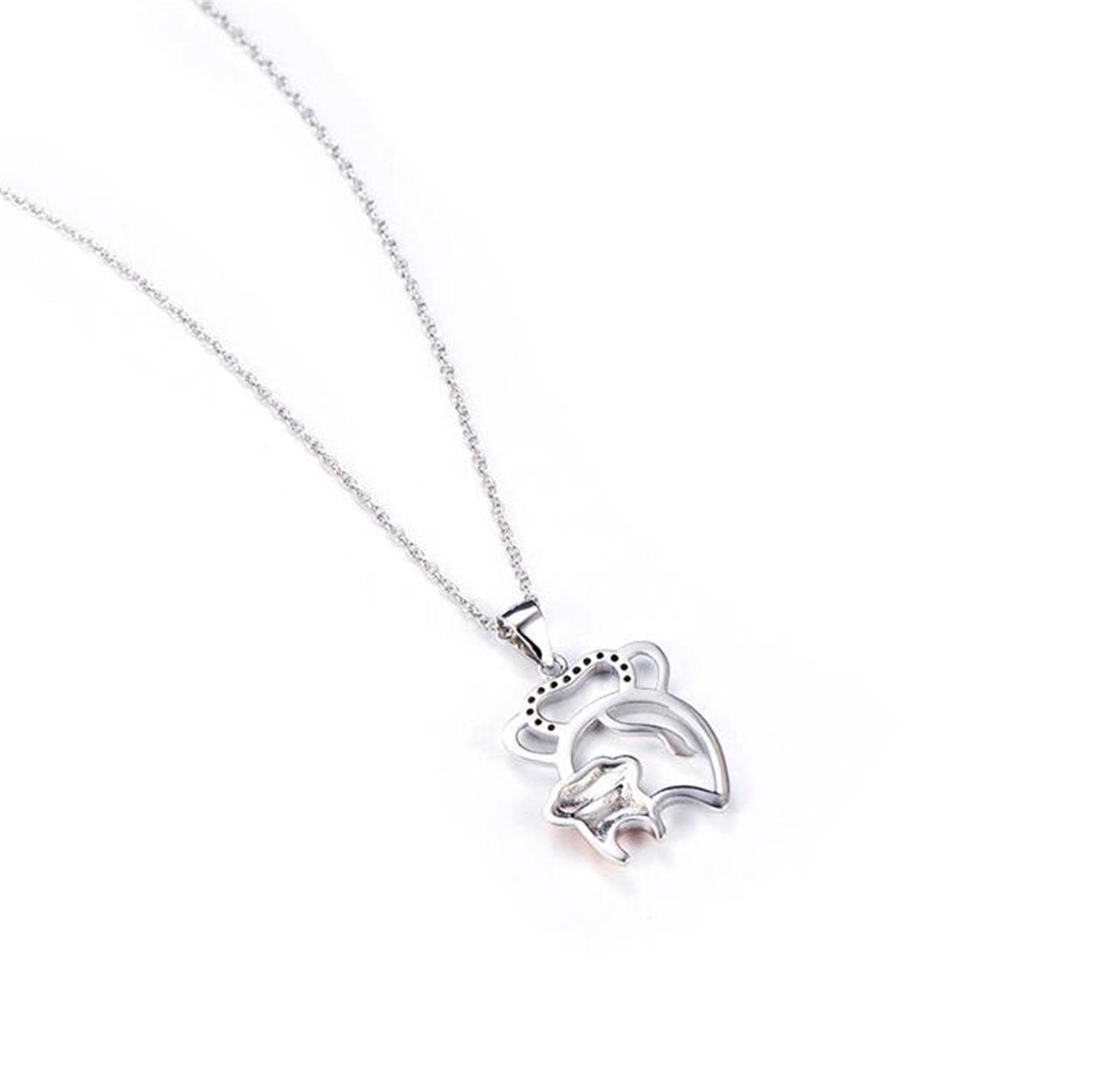 hixswnu Collana Catena Ciondolo Catena 925 Argento Animale Madre e Bambino Ciondolo Oro Rosa Grande Regalo per Donne e Madri