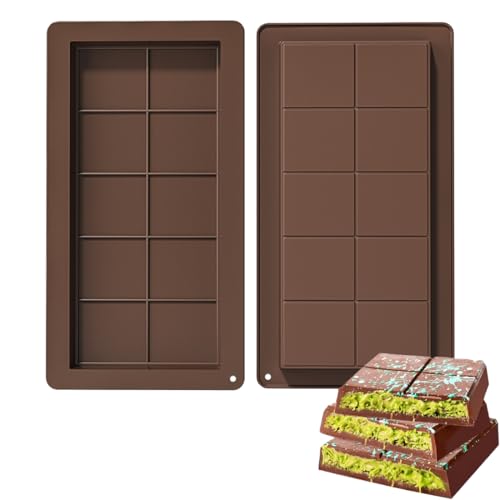 Stampo per cioccolato, 2 pezzi stampo per barretta cioccolato, stampo in silicone per barretta cioccolato profondo, per caramelle al cioccolato pralinate, colore cioccolato