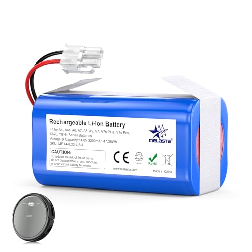 melasta 14,4V 3200 mAh Li-ion Ersatzakku Akku Batterie für iLife Staubsauger A4, A4s, A6,V7, A6, A7, A8, A9, V7s Plus, V7s Pro, X620, Y8H4 Akkus