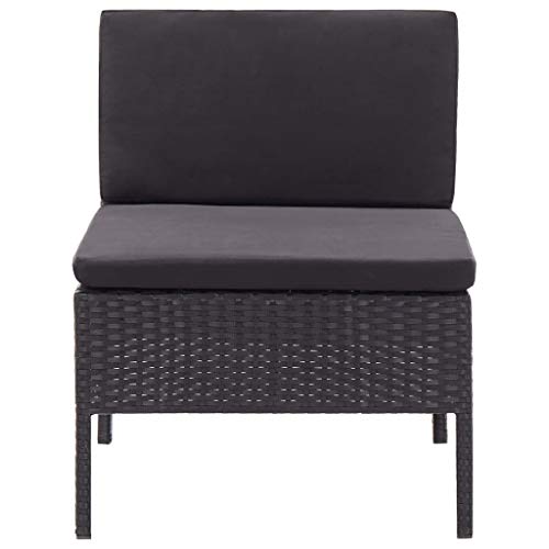 Tidyard Lounge Sofa Gartensofa 3-Sitzer Gartenbank Rattan Gartenmöbel Set Balkon Couch balkonmöbel Loungemöbel für Garten Terrasse, 3 teilig Schwarz typ-2 – Bild 8
