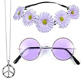 ⭐️ Das schöne Set für Erwachsene beinhaltet tolle Accessoires zum Abrunden Ihres Flower Power Hippie Kostüms zu Karneval oder auf der Mottoparty im Stil der 70er und 80er Jahre!