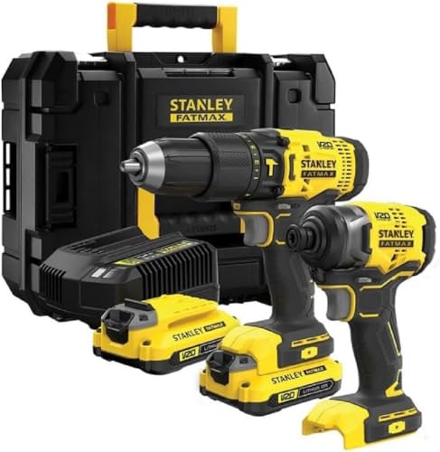 STANLEY Kit Parafusadeira e Furadeira de Impacto com Parafusadeira de Impacto, Acompanha 2 Baterias, Modelo SBDI465D2T, 20V