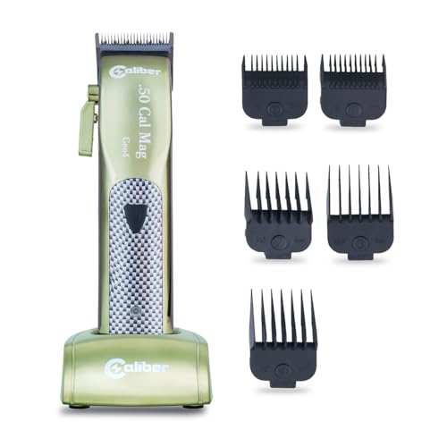 Caliber .50 Cal MAG 4th Generation Cordless Clipper – High-Speed Magnetic Motor, Dual DLC Blades, Ultra Quiet, Long Battery Life, Professional Hair Cutting Kit