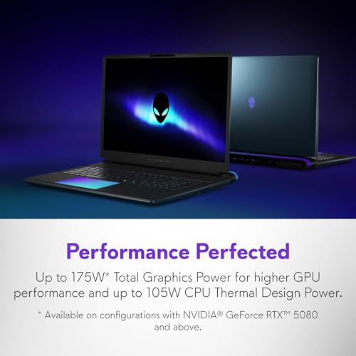 Image of Alienware 18 Area-51 Gaming Laptop, RTX 5080, Intel Ultra 9 290HX | WQXGA 300Hz Display, NVIDIA GeForce, 32GB DDR5 RAM, 2TB NVMe SSD, Windows 11 Home, Liquid Teal, AA18250