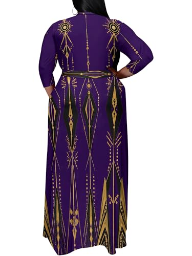 Image of PinkPatty Women's Plus Size Maxi Dress Print 3 /4 Sleeves V Neck Party Sundress Wedding Guest Dresses