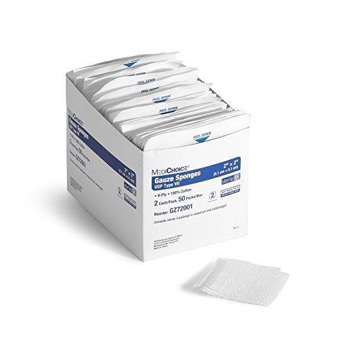 MediChoice Gauze Sponge, 8-Ply, USP Type VII, Estéril, 2x2 Pulgadas, Blanco, 1314GZ72001 (Caja de 1500) miniatura 2