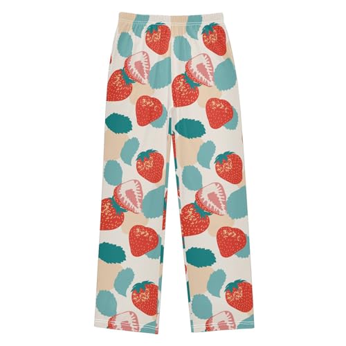 ZZKKO Cartoon Strawberries Boys Pants for Kids Jogger Pants with Pockets S-XL