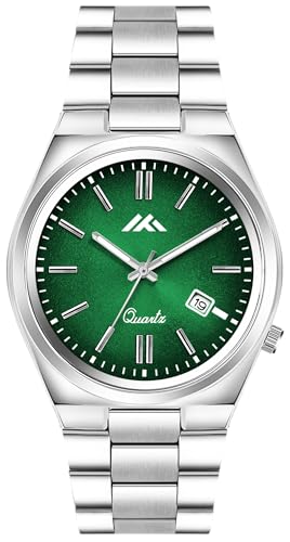 Image of PAPIO Men's Quartz Analogue Watch, Silver Stainless Steel Band, Round Dial with Date Display