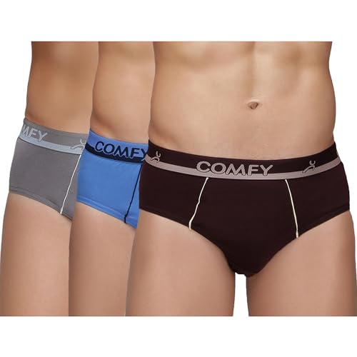 Image of Amul Comfy Men's Pure Cotton Solid Brief Multi Color Pack of 3 (Assorted Colours May Vary)