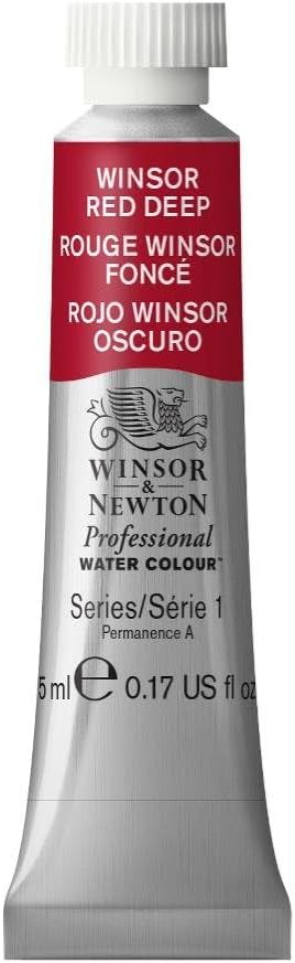 Winsor & Newton 102725 5 ml Tube Professional Water Colour, Winsor Red Deep
