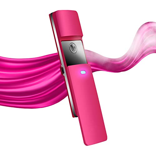 Nano Mister, Steamer for Face, Eyelash Extensions Mist, Portable Facial Steamer, Mini Mist Sprayer, Cool Handy Moisturizing Nano Steamer, USB Rechargeable, 9 ml, Rose Red
