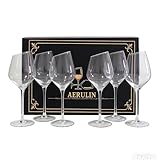 Aerulin Kristallweingläser mit schrägem Rand, 6 Stück, mundgeblasene Rotweingläser mit langem...