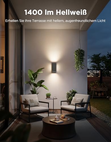 Govee Outdoor UpDown Wandleuchte RGBICWW, 1400LM LED Wandleuchte Aussen mit 64 Szenenmodi, IP66 Wasserdicht Wandlampe, Funktioniert mit Matter, Alexa und Google Assistant, 2er-Pack 3