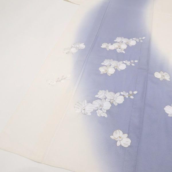 Amazon.co.jp: 夏着物長尺 刺繍 夏着物 『駒絽』 訪問着 胡蝶蘭 白×藤