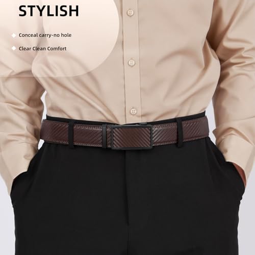 Mens Belts 2 Pack-Ratchet Slide Adjustable Leather Belts for Men, Trim to Fit, Dress&Casual (1 3/8")4