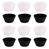 JIHUOO 24 Stücke Wiederverwendbare Muffinformen Silikon Cupcake Förmchen Backformen Muffinförmchen Backförmchen