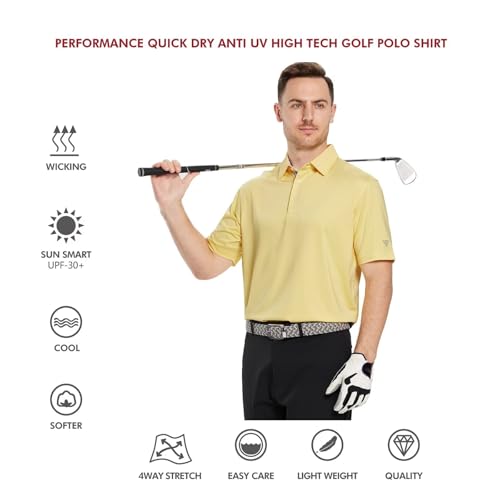 Image of Mens Polo Shirts Short and Long Sleeve Casual Solid Stylish Dry Fit Performance Designed Collared Golf Polo Shirts for Men