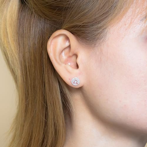 Boma Jewelry Sterling Silver Circle Tree of Life Stud Earrings2