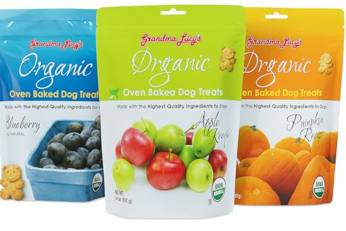 Grandma Lucys Organic Dog Treats Variety Pack Pumpkin Apple & Blueberry (3 x 14 oz) | Human-Grade All-Natural Oven-Baked GMO-Free Healthy Crunchy Dog Snacks for Training & Daily Rewards