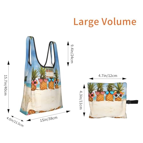 Ocean Beach Pineapples Print Grocery Shopping Bags Reusable With Flowers Plant Lover Gifts Shopping Bag Lightweight Foldable Bag4