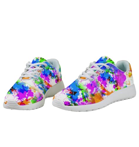 Paint Splatter Neon Shoes for Women Men Trail Running Casual Fashion Sneakers Slip-on Tennis Shoes4