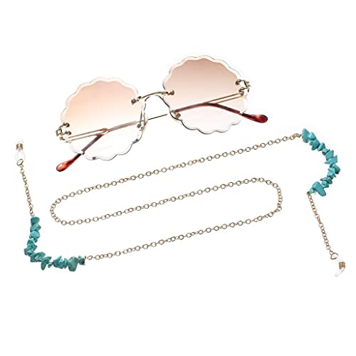 Brillenkette für Frauen Bohemian Naturstein Lanyard Brillenband Sonnenbrillenschnüre Casual Brillenzubehör (Color : A, Size : Length-70CM)