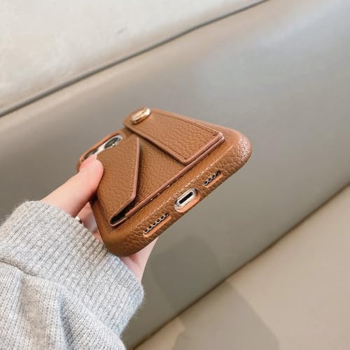 Étui portefeuille iPhone 16 Pro avec support pour visionnage mains libres marron foncé - 5