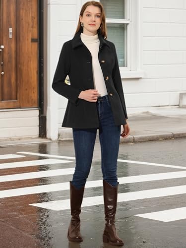 Allegra K Womens Work Office Winter Overcoat Single Breasted Point Collar Pea Coat3