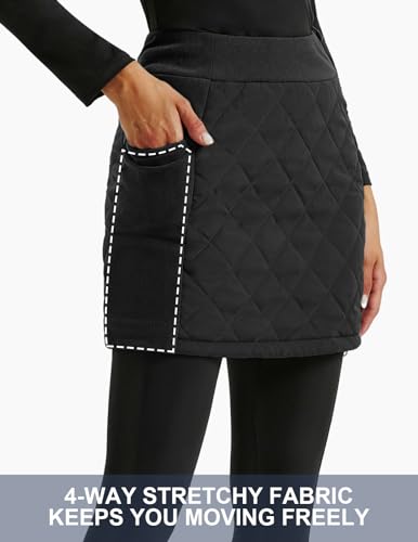 JACK SMITH Women's Puffer Quilted Skirt Insulated Warm Snow Skorts for Hiking Running Golf Zipping Both Way3