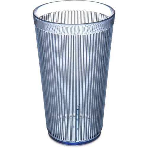Carlisle FoodService Products Crystalon Stack-All Stackable Tumbler Plastic Tumbler with Ribbed Texture for Restaurants, Catering, Kitchens, Plastic, 21.5 Ounces, Blue, (Pack of 48)