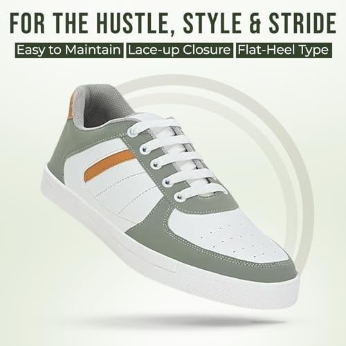 Image of STANPHORD Mens Skynkrew Casual Sneakers Lace-Up Shoes with Stylish Tan Accent | Comfortable Trainers for Walking, Gym & Travel