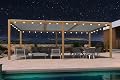 PURPLE LEAF Louvered Pergola 11.5' x 21' with Light, Wood Grain Frame
