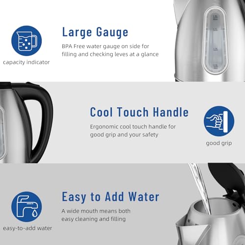 KEINVE Tetera Eléctrica Acero Inoxidable 1.8L 1200W miniatura 4