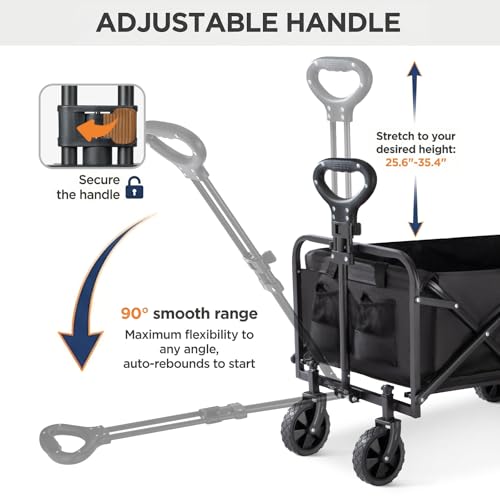 image for PASAMIC Collapsible Wagon 220 lbs, Heavy Duty Wagon Carts Foldable, Po