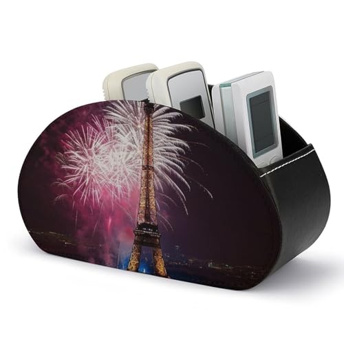 Organiseur de télécommande Tour Eiffel en cuir synthétique à 5 compartiments