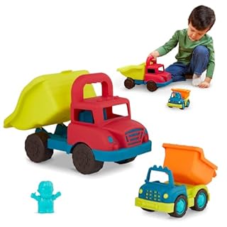 B. toys – Grab-n-Go Truck Set – 2 Trucks, Big & Mini Dump Trucks for Toddlers, Construction Vehicle Toys for Kids 1+ Years