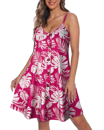 Image of JOELLYUS Summer Dresses for Women Spaghetti Strap Button Down Casual Sundress Beach Cover Up Dress with Pockets 2026
