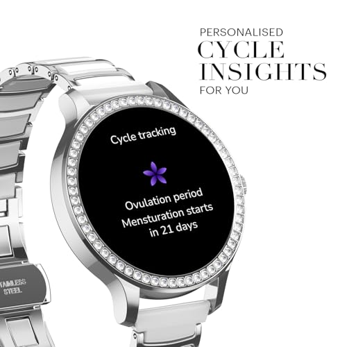 Image of Noise Diva Araya Smartwatch for Women with AMOLED Display (850 Nits), 60 Precision-Set Crystals, Cycle Tracking, Skin Temperature, SOS with Live Location, 100+ Watch Faces - Rose Gold Link
