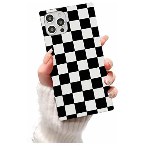 YonMeet Rectangle Black White Checkered Phone Case Compatible with iPhone 14 Pro Max Chic Slim Soft Shockproof Protective Bumper Cases for iPhone 14 Pro Max 6.7inch(Checkerboard) Cover