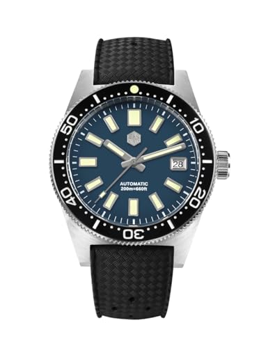watchdives San Martin Montre Hommes 62mas SN007GB, Montre de Plongée 39mm 20Bar NH35 Montre Bracelet Mécanique Automatique de Luxe pour Plongée Étanche
