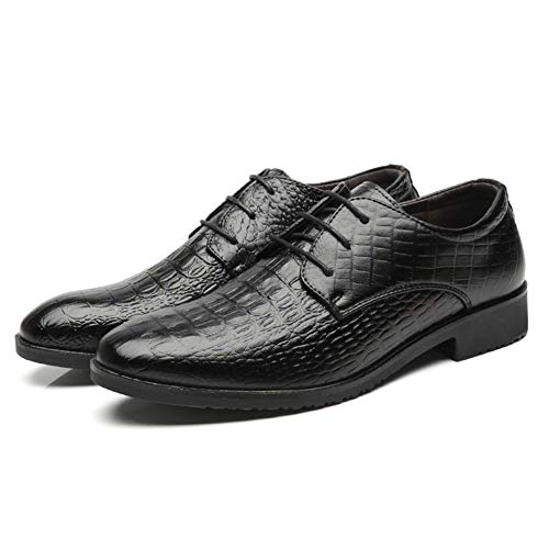 Single Season Dress Oxford Formal Shoes for Men Lace Up Crocodile Print Derby Shoes Vegan Leather Slip Resistant Anti-Slip Block Heel Rubber Sole Wedding Very Popular Among Young People