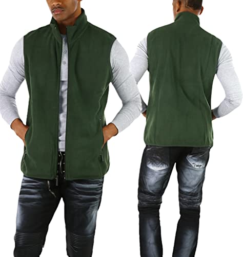 Image of ToBeInStyle Men's Zip Up Sleeveless High Collar Polar Fleece Vest