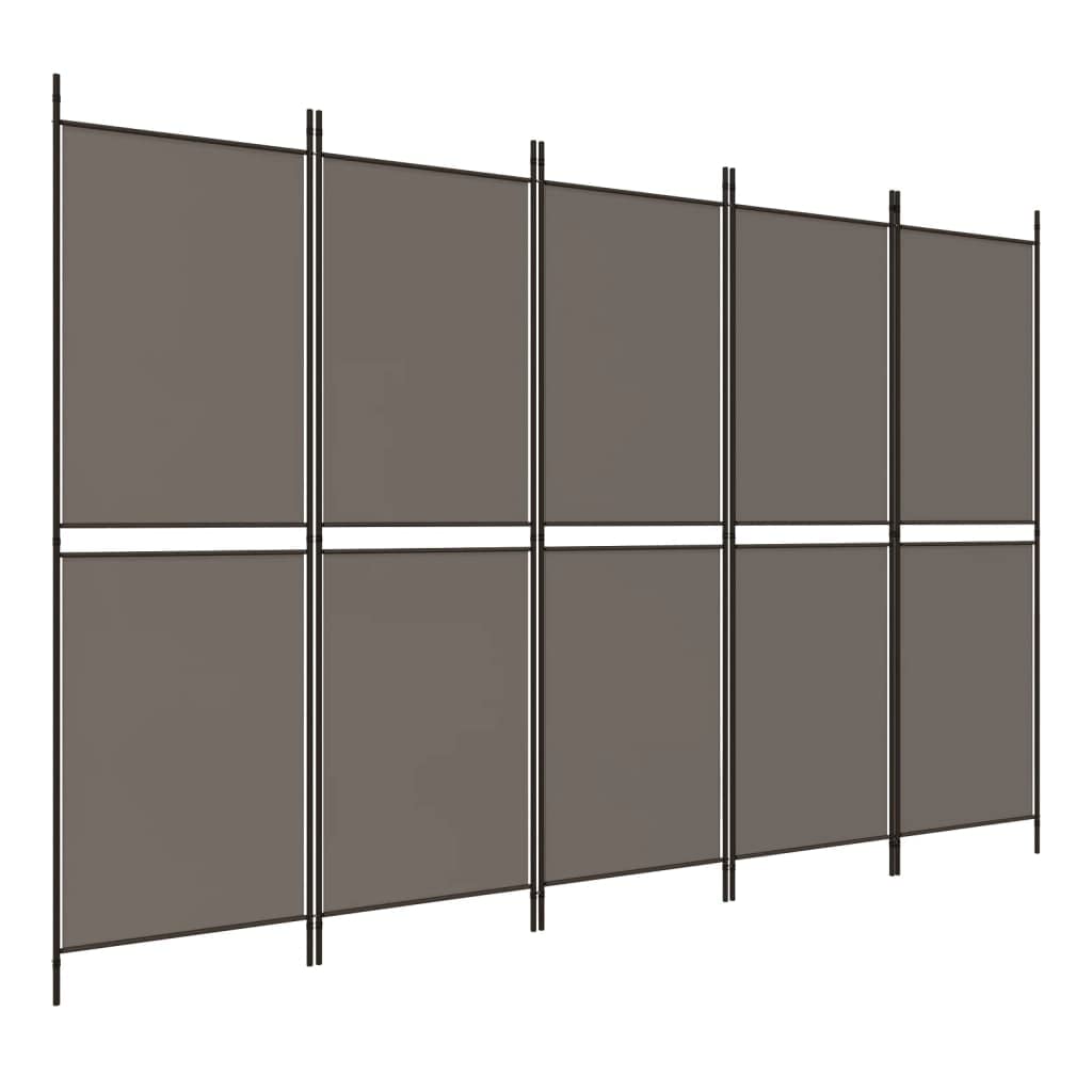 Paravent 5 pièces anthracite 250 x 220 cm en tissu