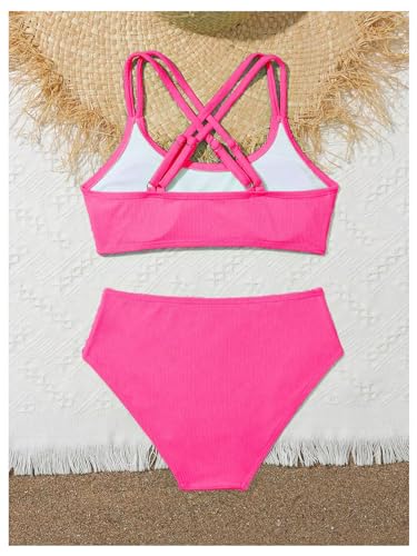 Milumia Girl's 2 Piece Swimsuits Criss Cross Spaghetti Strap Bikini Sets2